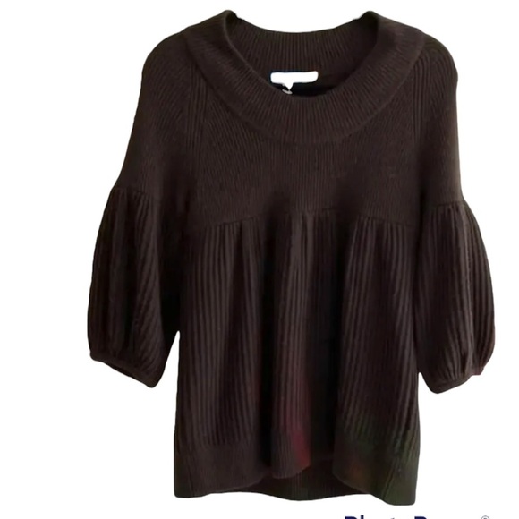 Alice + Olivia Sweaters - Alice & Olivia Chocolate Brown Baby Doll Wool Bell Sleeve Hippie Type Sweater S